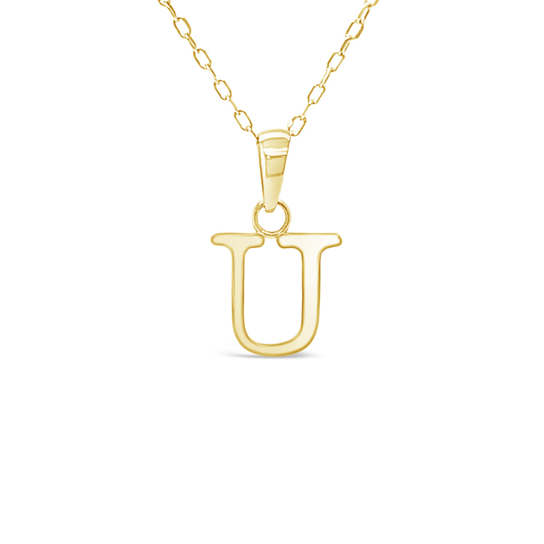 10KY "U" Inital Pendant