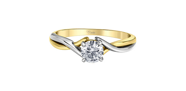10K Two Tone Solitaire Diamond Engagement Ring, 0.52TDW