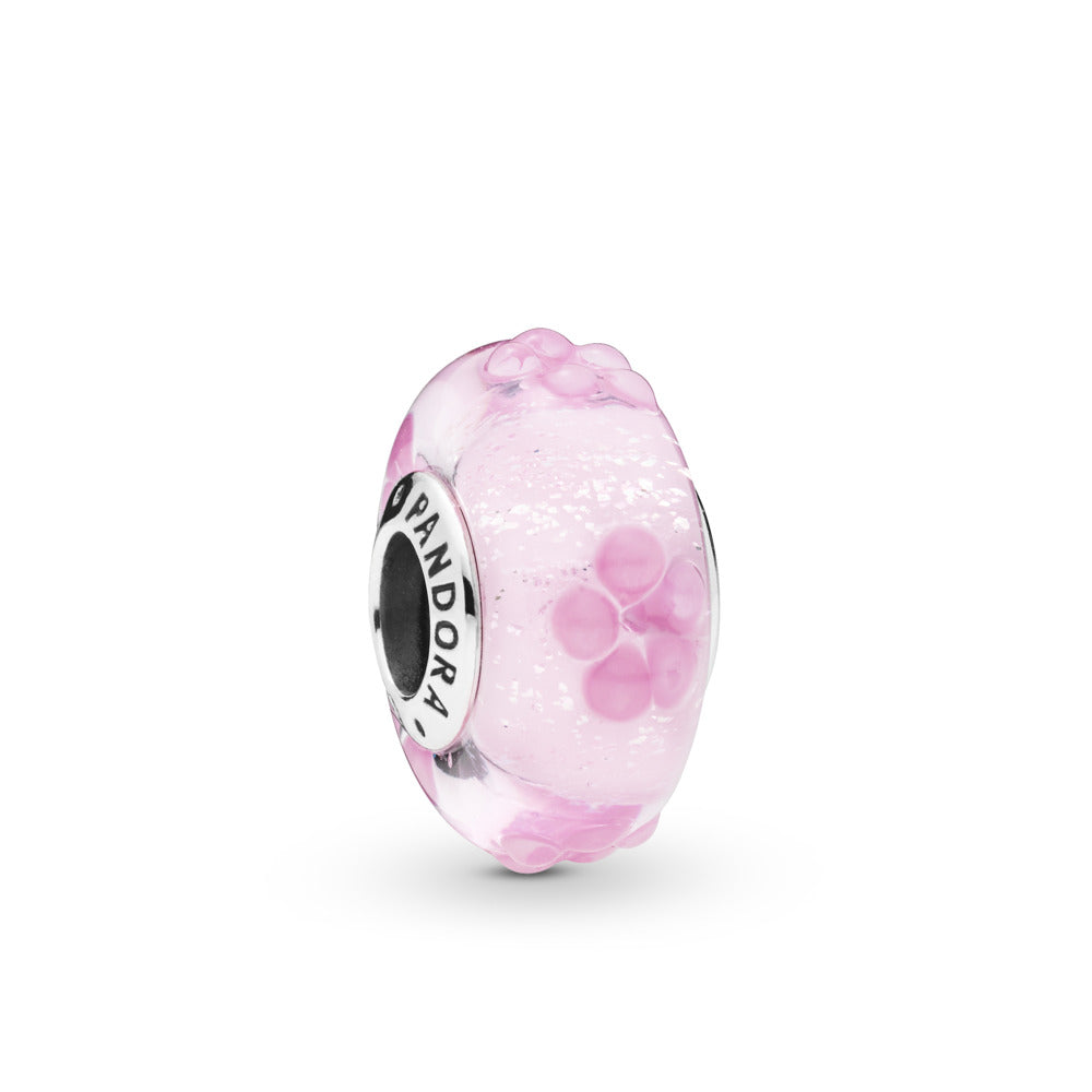 Pink Flower Murano Glass Charm