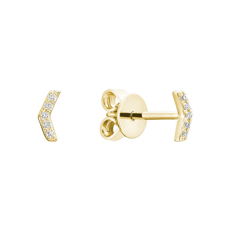 10k Gold Chevron Stud Earrings. 0.03tdw