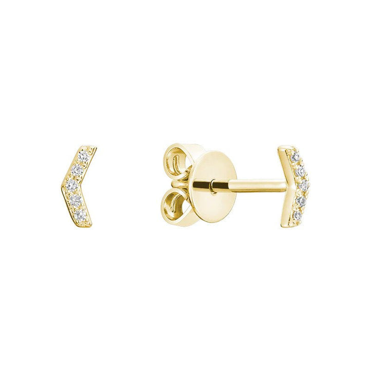 10k Gold Chevron Stud Earrings. 0.03tdw