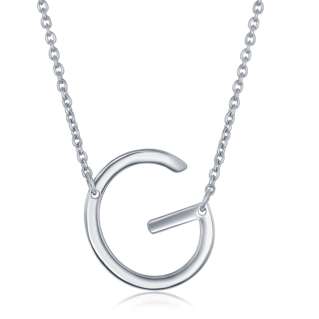 Silver Sideways Inital Necklace- G
