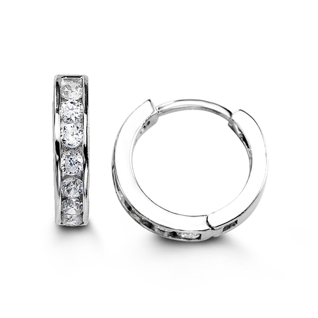 925 Silver CZ Huggie Hoops