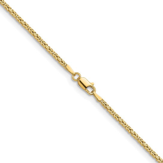 14K Yellow Gold 2mm Solid Byzantine 7" Link Chain Bracelet