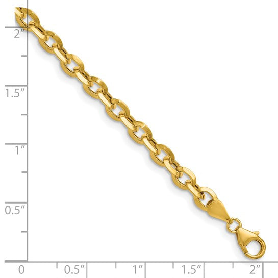 14k Yellow Gold 4.4mm Semi-Solid Triangle Rolo 22" Chain Necklace