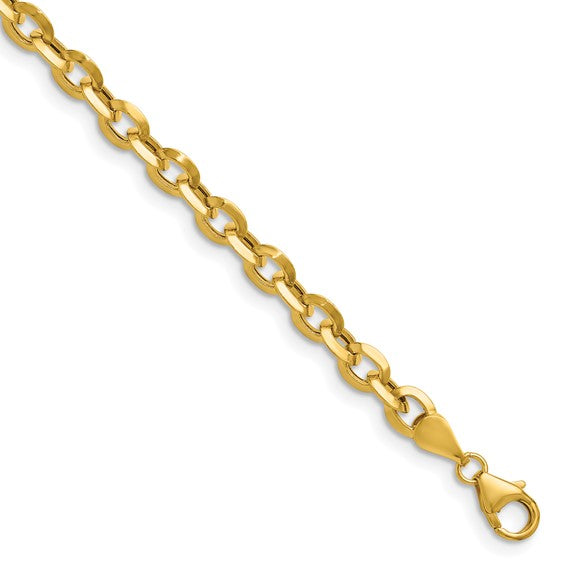 14k Yellow Gold 4.4mm Semi-Solid Triangle Rolo 22" Chain Necklace