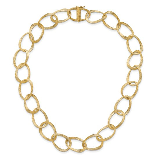 14k Yellow Gold Textured 17.2mm Large Oval Link 20" Chain Necklace