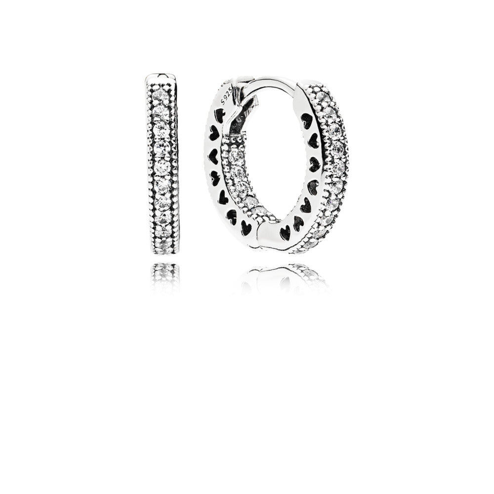 Pandora Pavé Heart Hoop Earrings