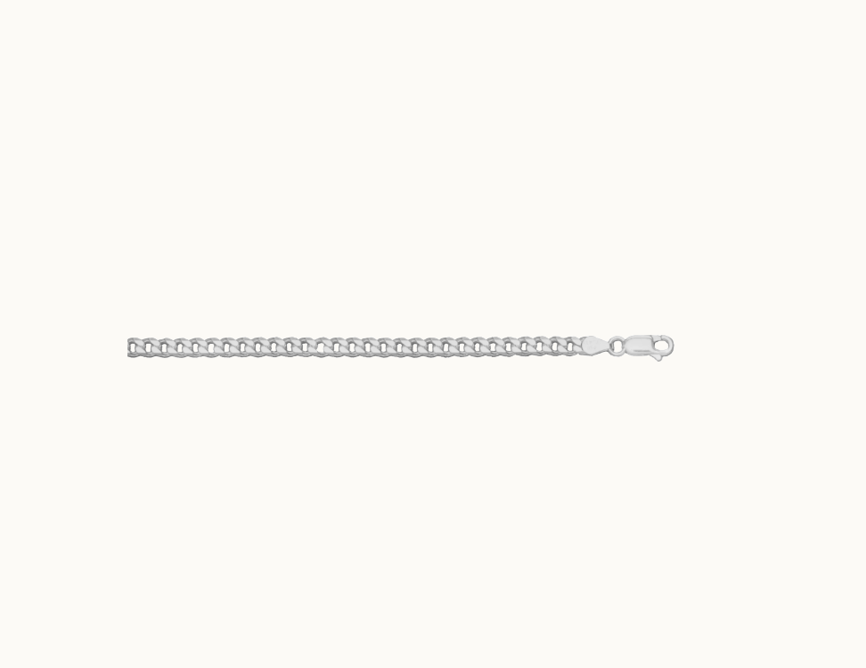 Sterling Silver 3.6mm Curb Link Bracelet, 7"
