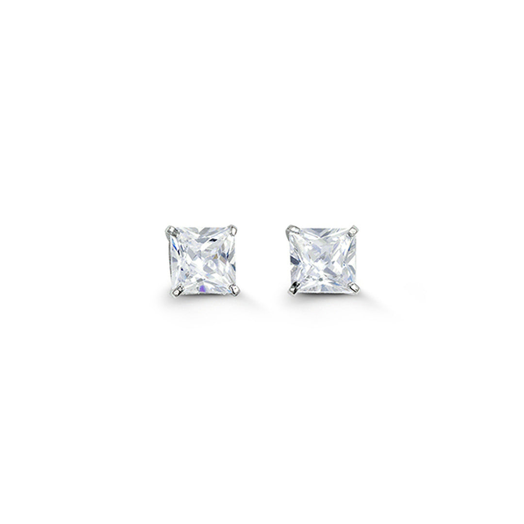 14K 5MM Square CZ Stud Earrings