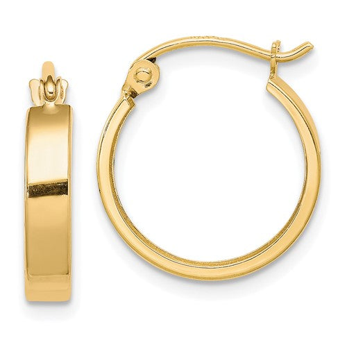10K Flat Tube Hoop Earrings