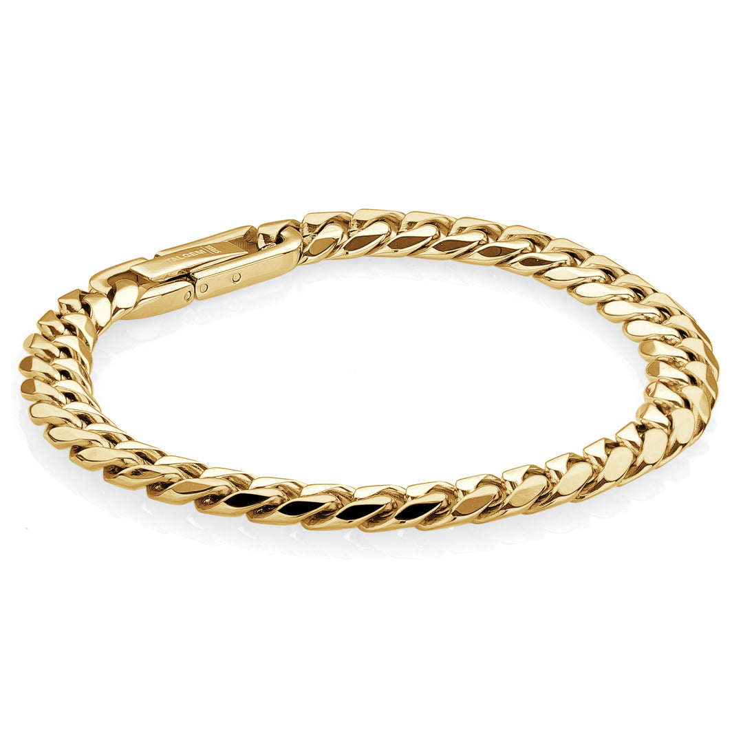 Italgem Steel 7.7MM Yellow Curb Bracelet, 7.5"
