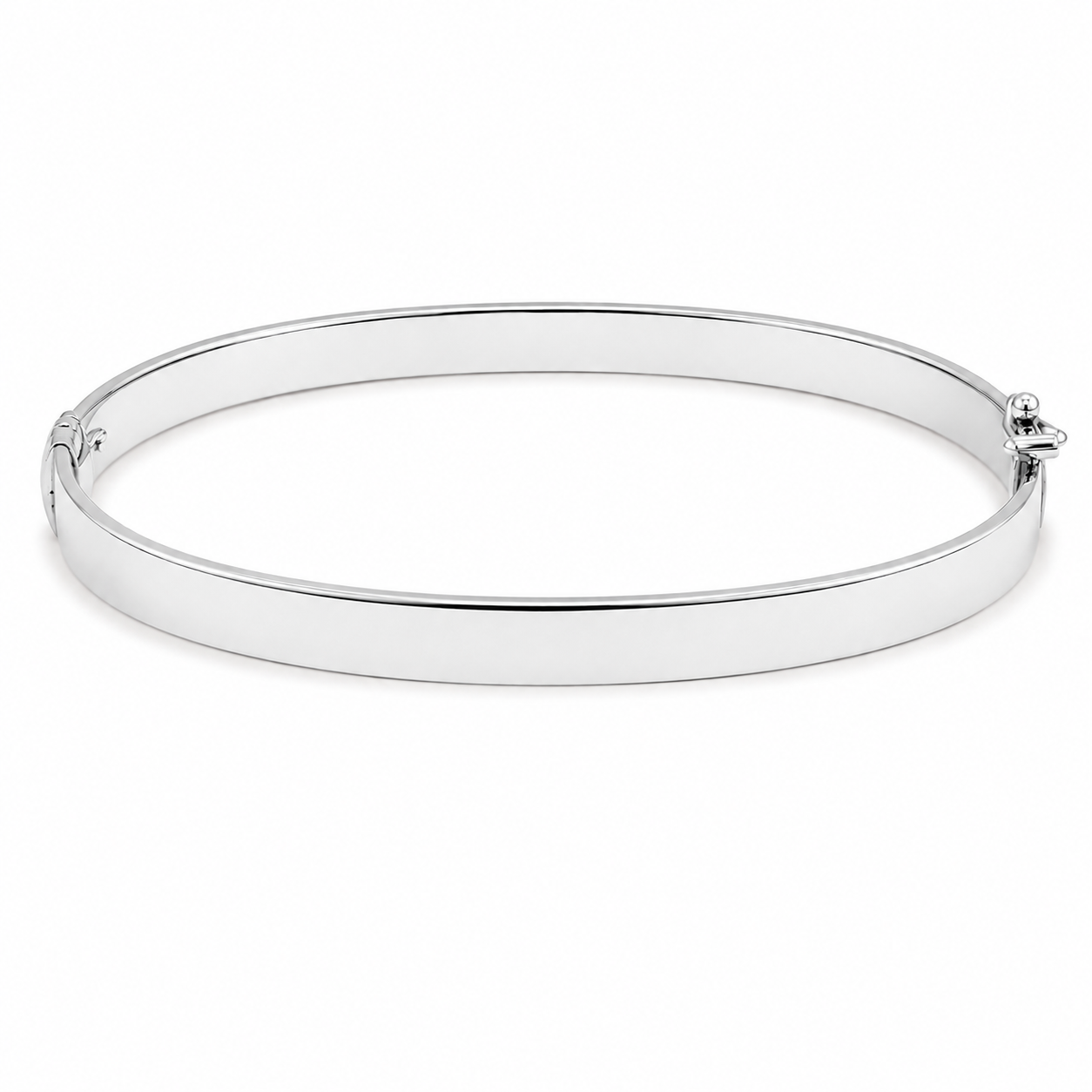 10k White Gold Polished 5.9mm Oval Bangle Bracelet