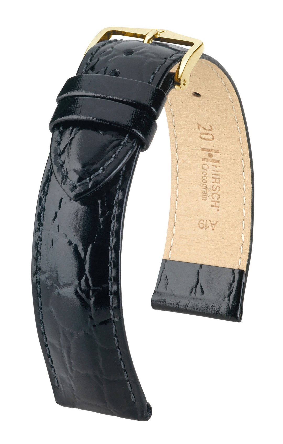 Hirsch CROCOGRAIN 20MM Black Strap