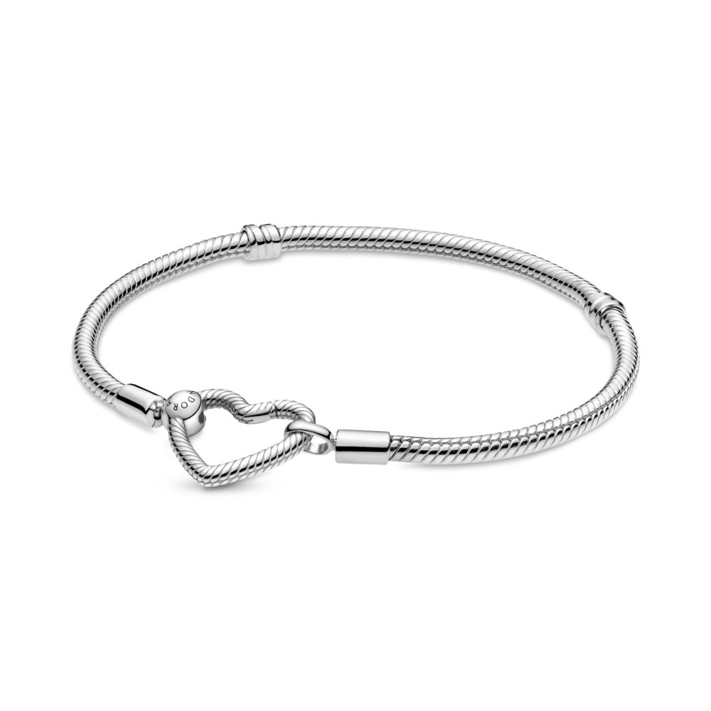 Pandora Moments Heart Closure Snake Chain Bracelet, 7.5"