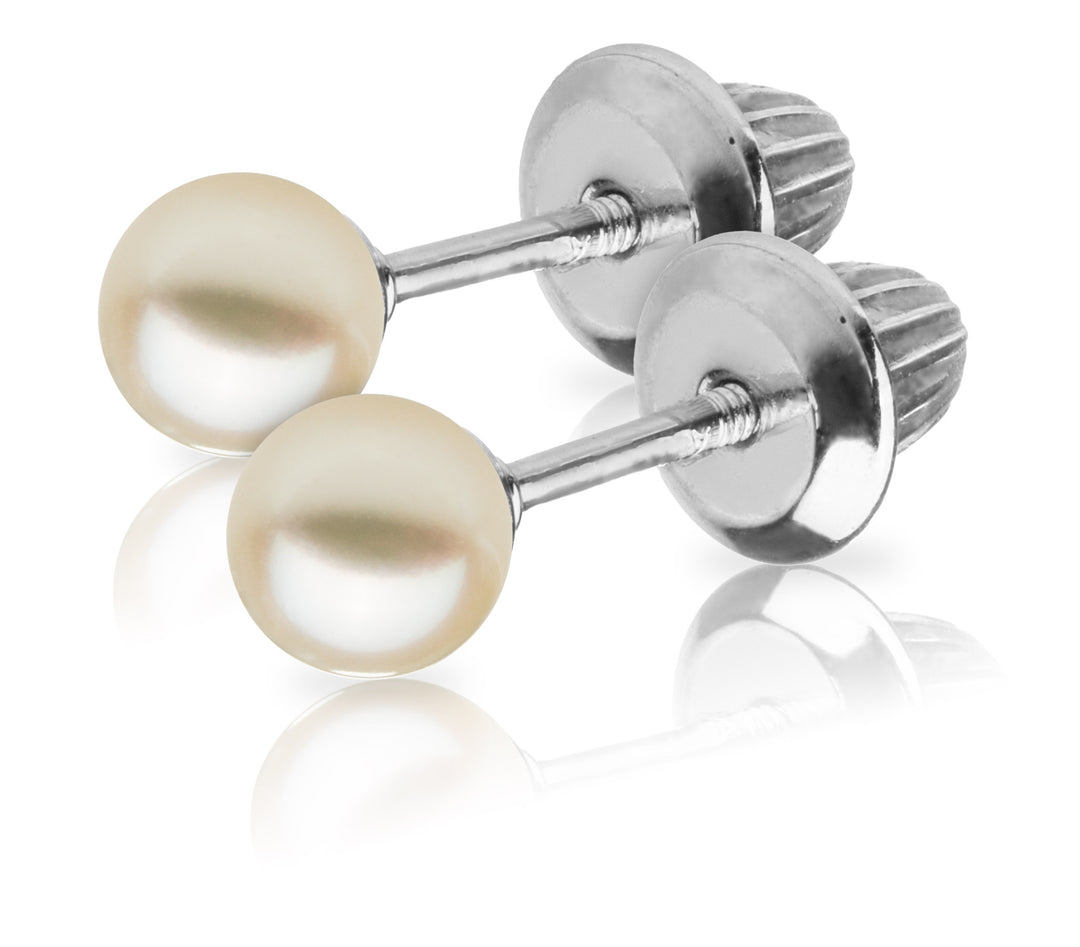 Sterling Silver Screw Back Pearl Earrings