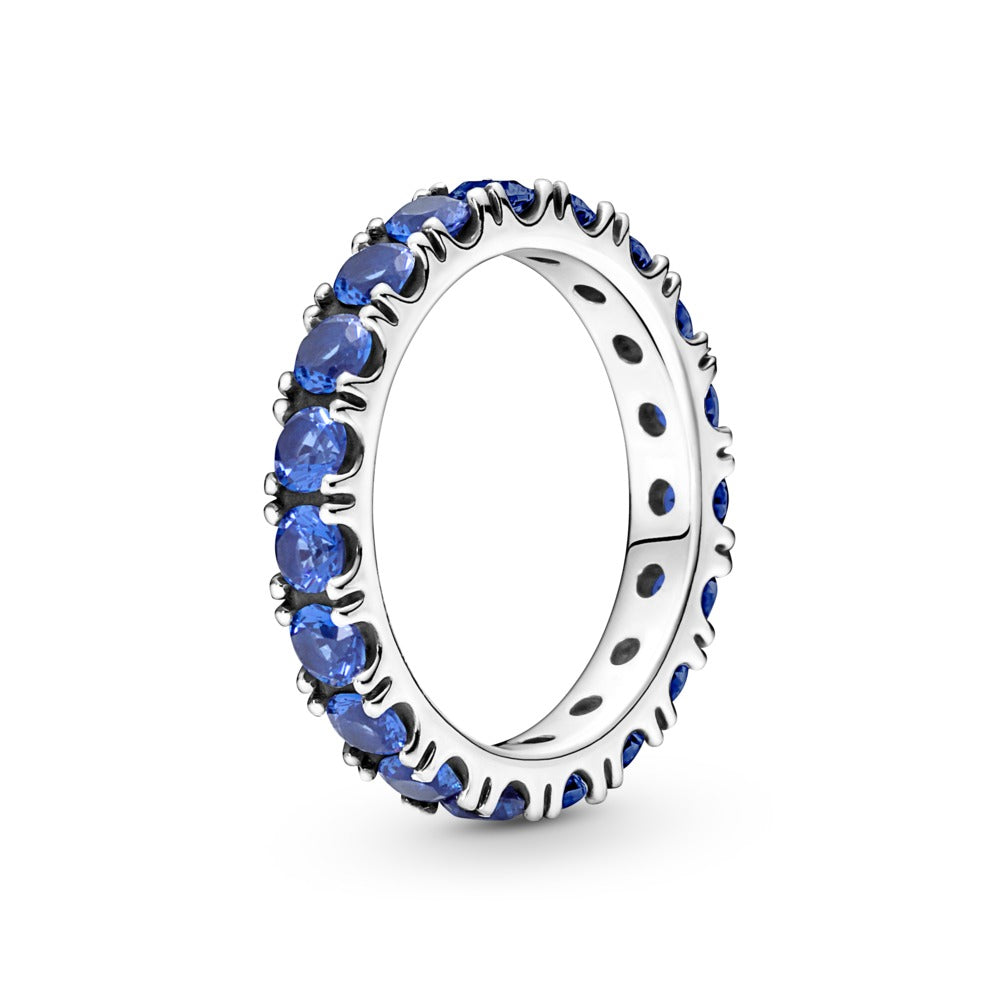 FINAL SALE- Pandora Sparkling Row Blue Eternity Ring, size 5.0