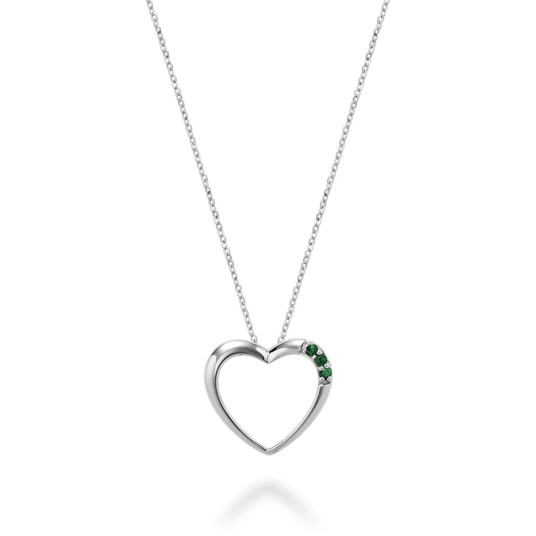 10k Emerald & Heart Shaped Gemstone Necklace