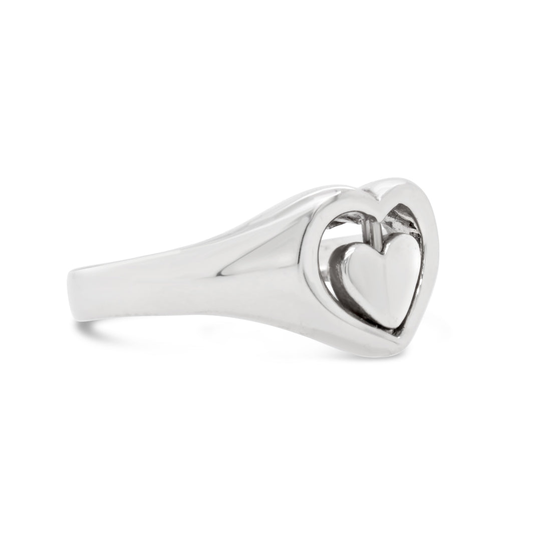 Sterling Silver Spinning Heart Ring