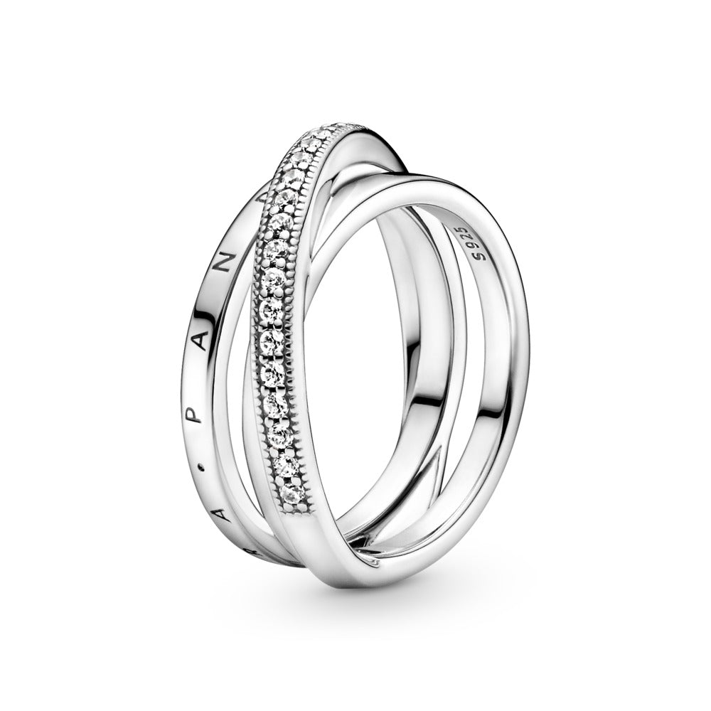 FINAL SALE- Crossover Pavé Triple Band Ring, size 5.0