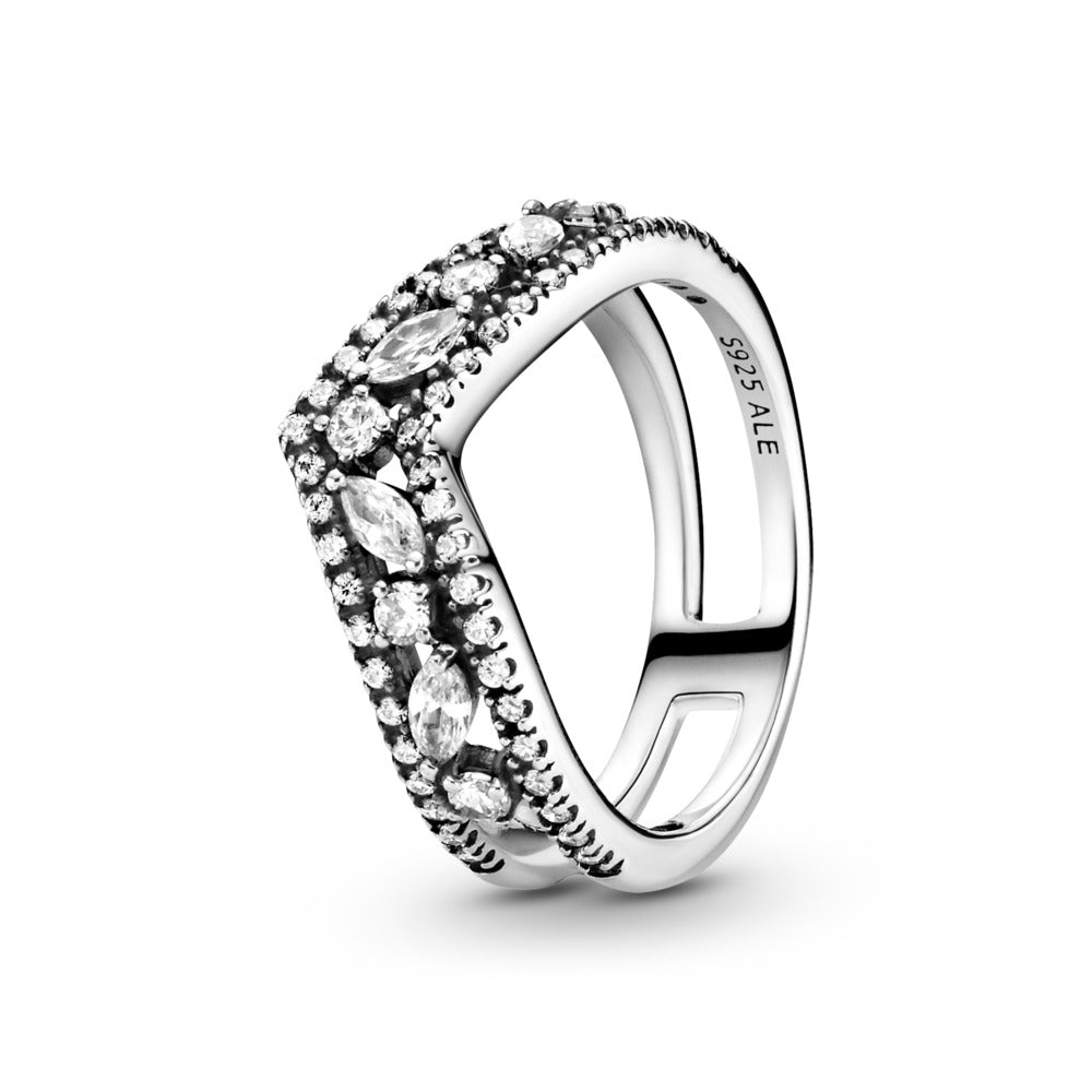 FINAL SALE - Pandora Sparkling Marquise Double Wishbone Ring, size 4.5