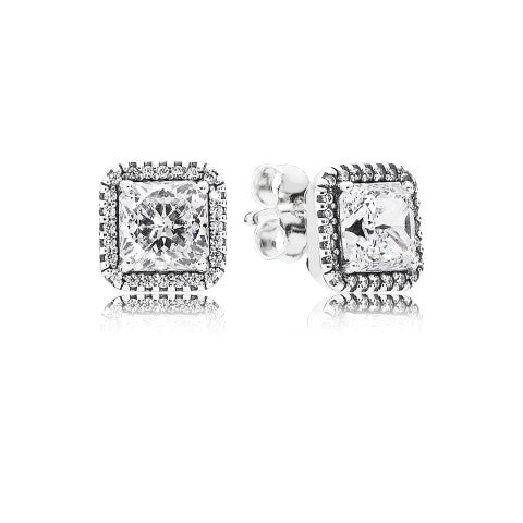 Pandora Square Sparkle Halo Stud Earrings