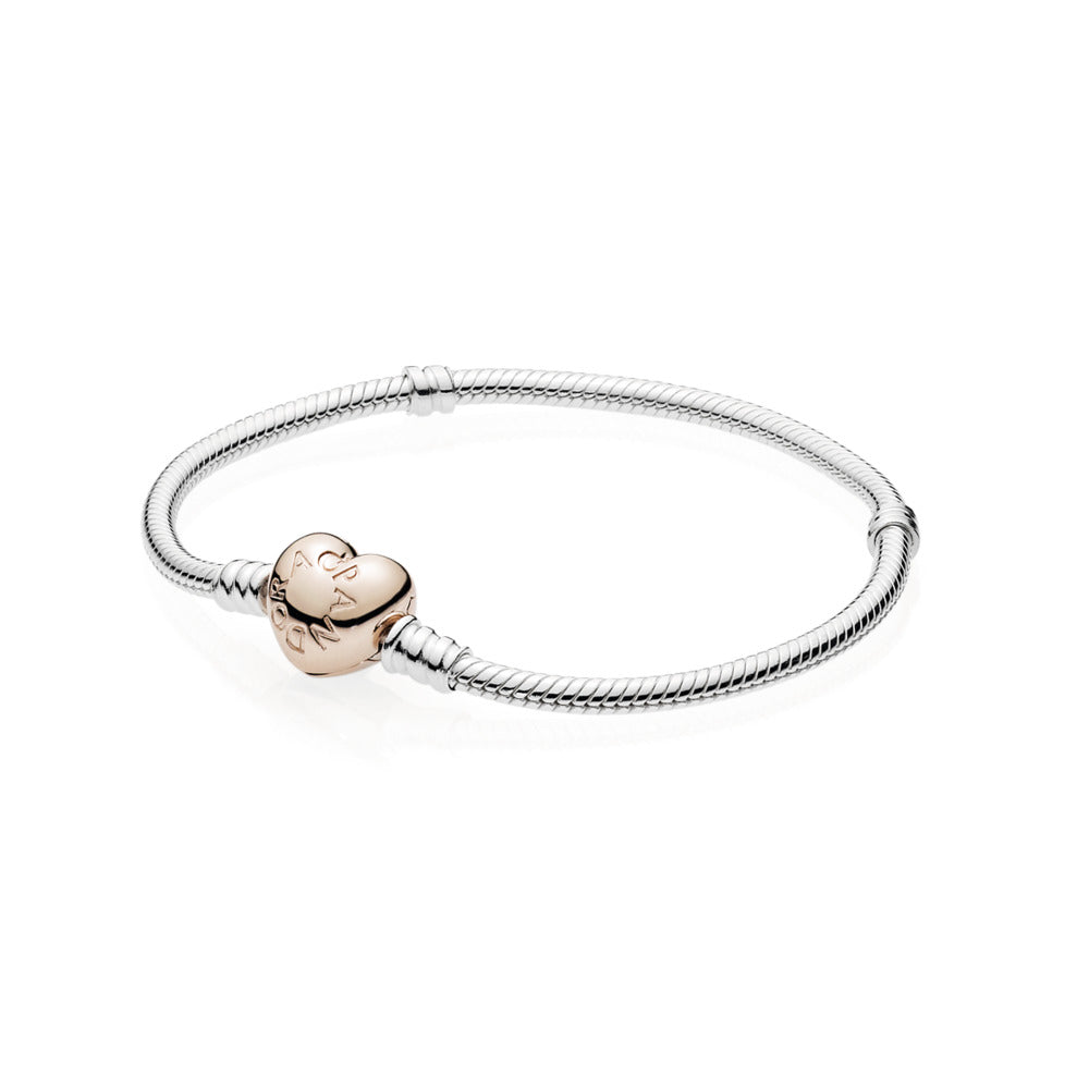 Pandora Moments Heart Clasp Snake Chain Bracelet, 7.5"