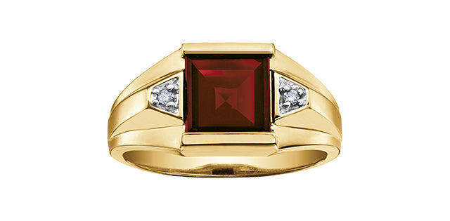 10K Garnet & Diamond Ring