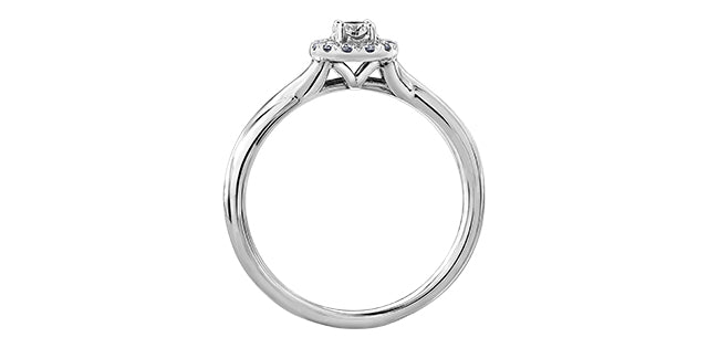 10 Karat Halo Engagement Ring, 0.16 CT Center