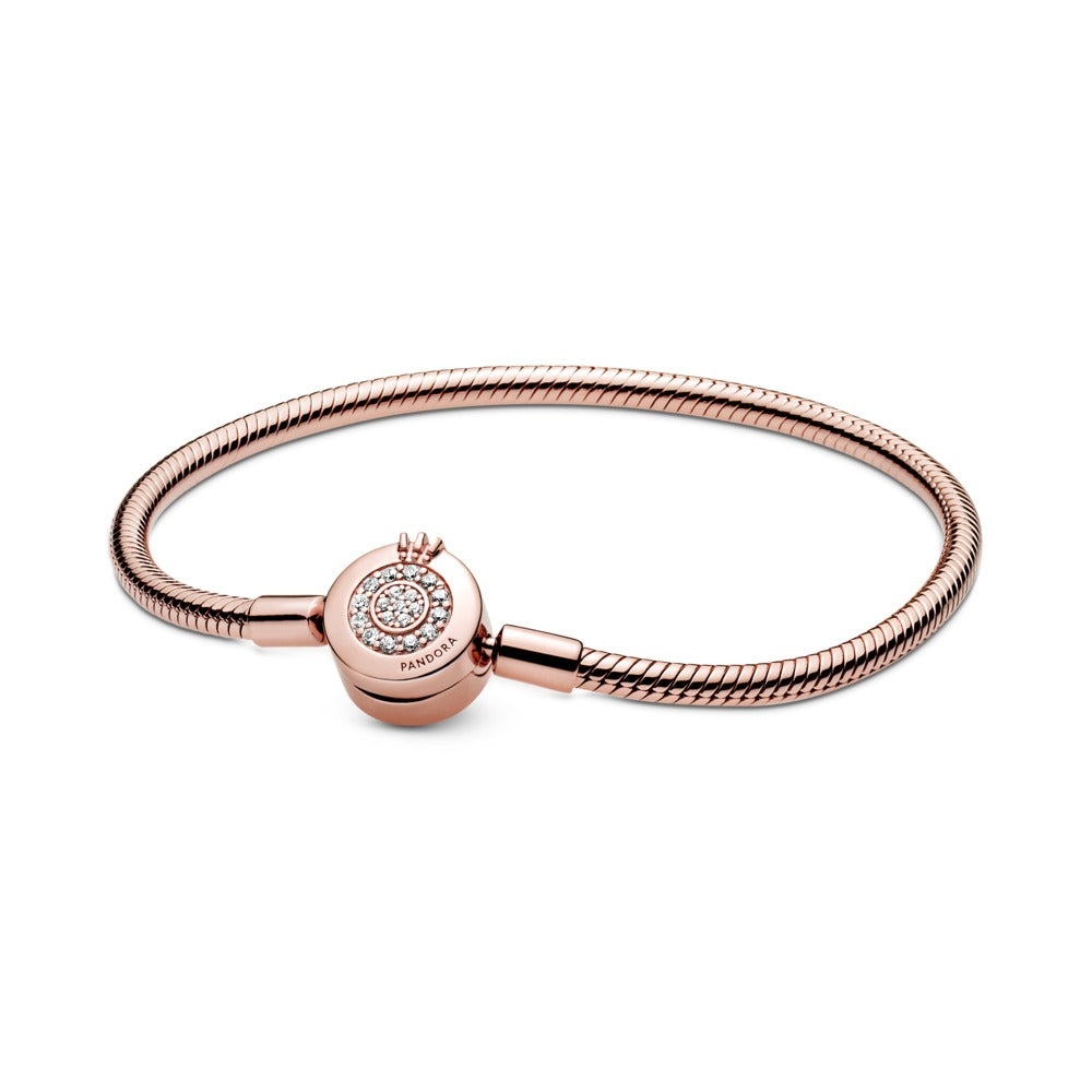 Pandora Moments Sparkling Crown O Snake Chain Bracelet, 7.9"