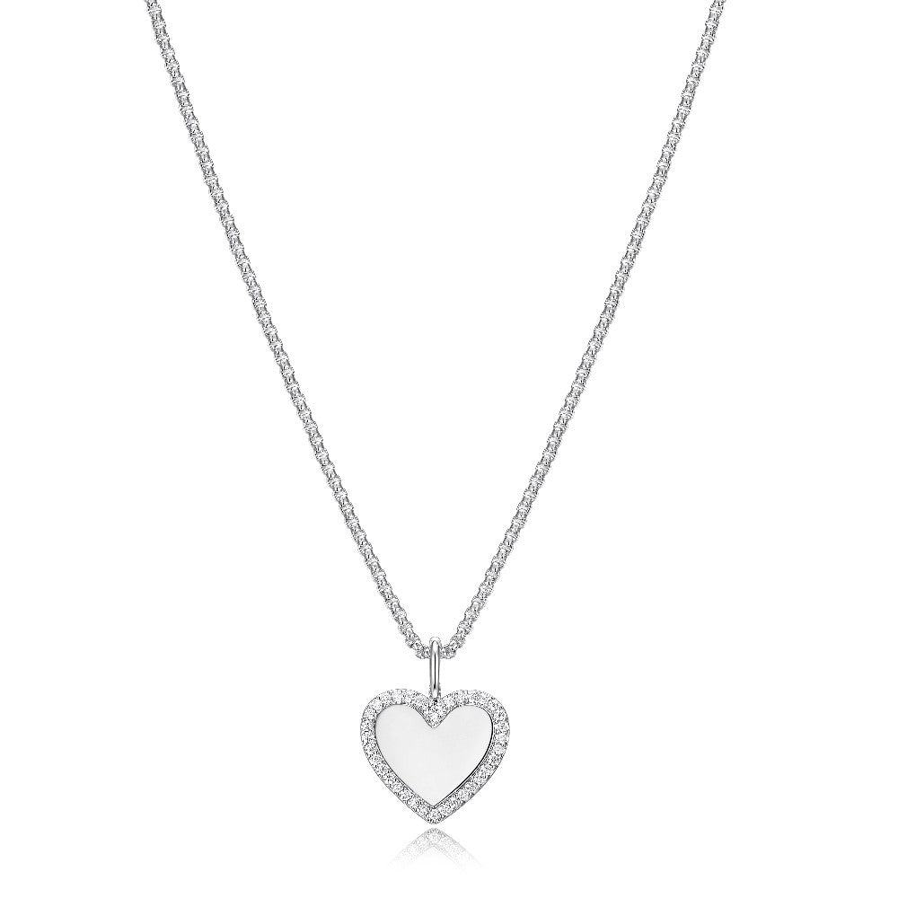 Reign Silver CZ Heart Necklace