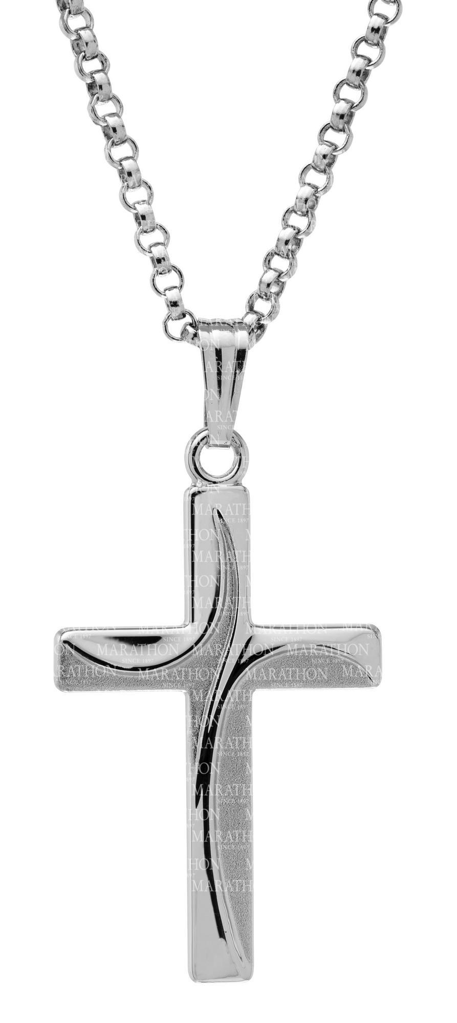 Sterling Silver Cross Pendant - 18"