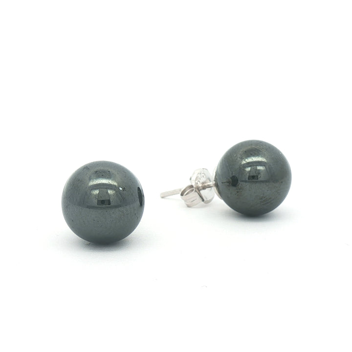 10.2MM Emulated Pearl Stud Earrings, Black