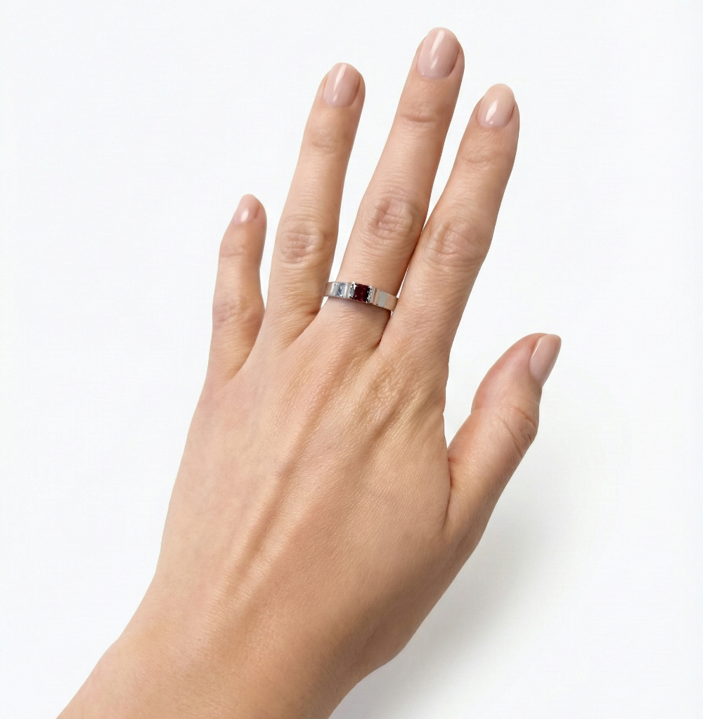 Princess Cut Garnet Ring