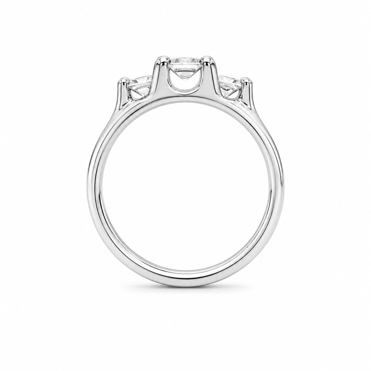 Princess-Cut Cubic Zirconia Three-Stone Ring in Sterling Silver