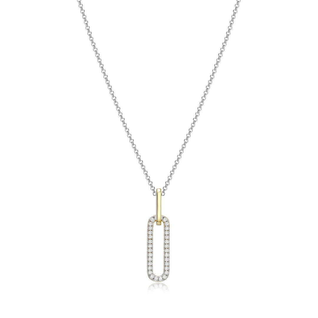 Charles Garnier Silver Gold Plated Paperclip Link Pendant