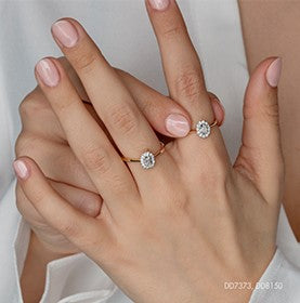 10 Karat Halo Engagement Ring, 0.10 CT Center