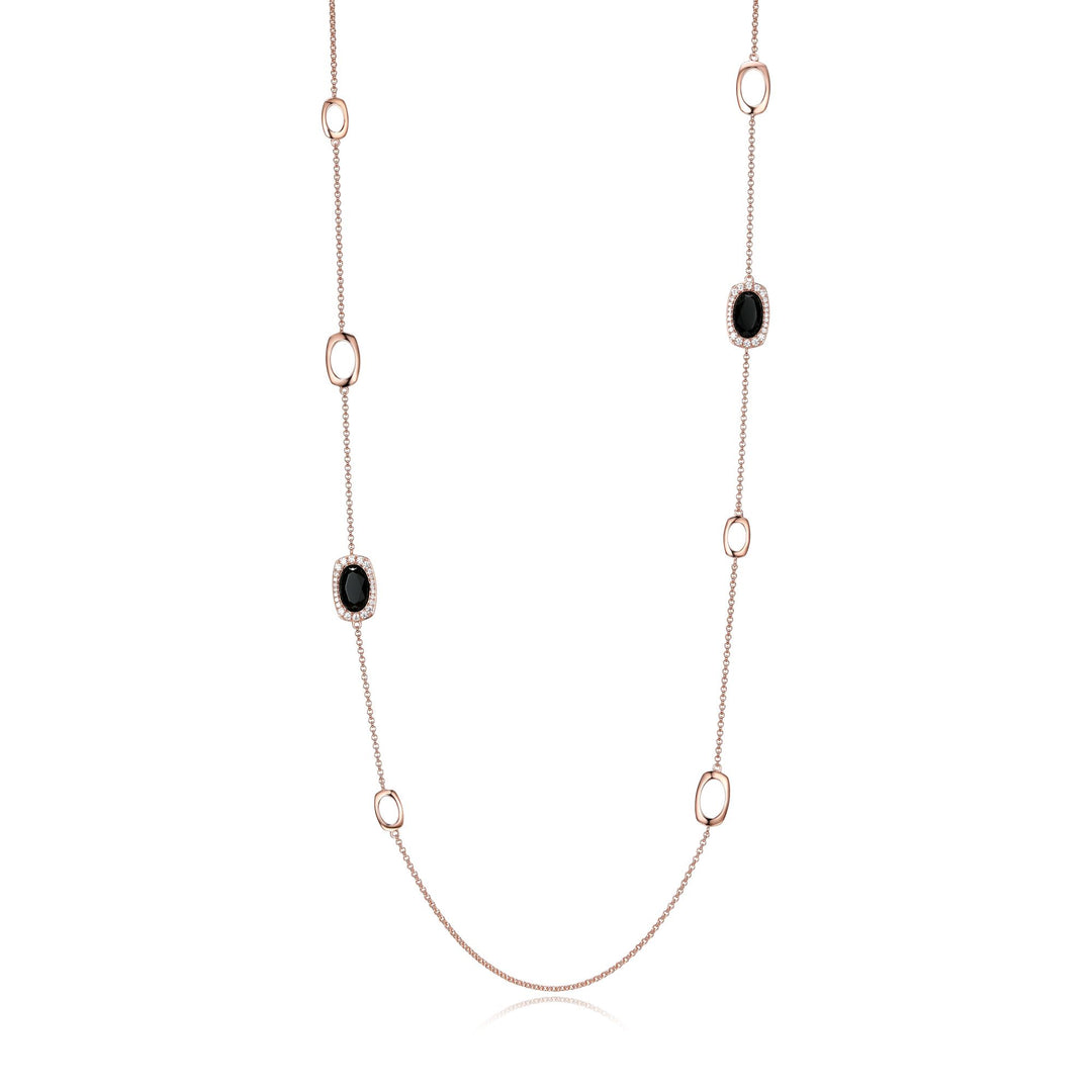 ELLE Aureole Black Agate Station Necklace