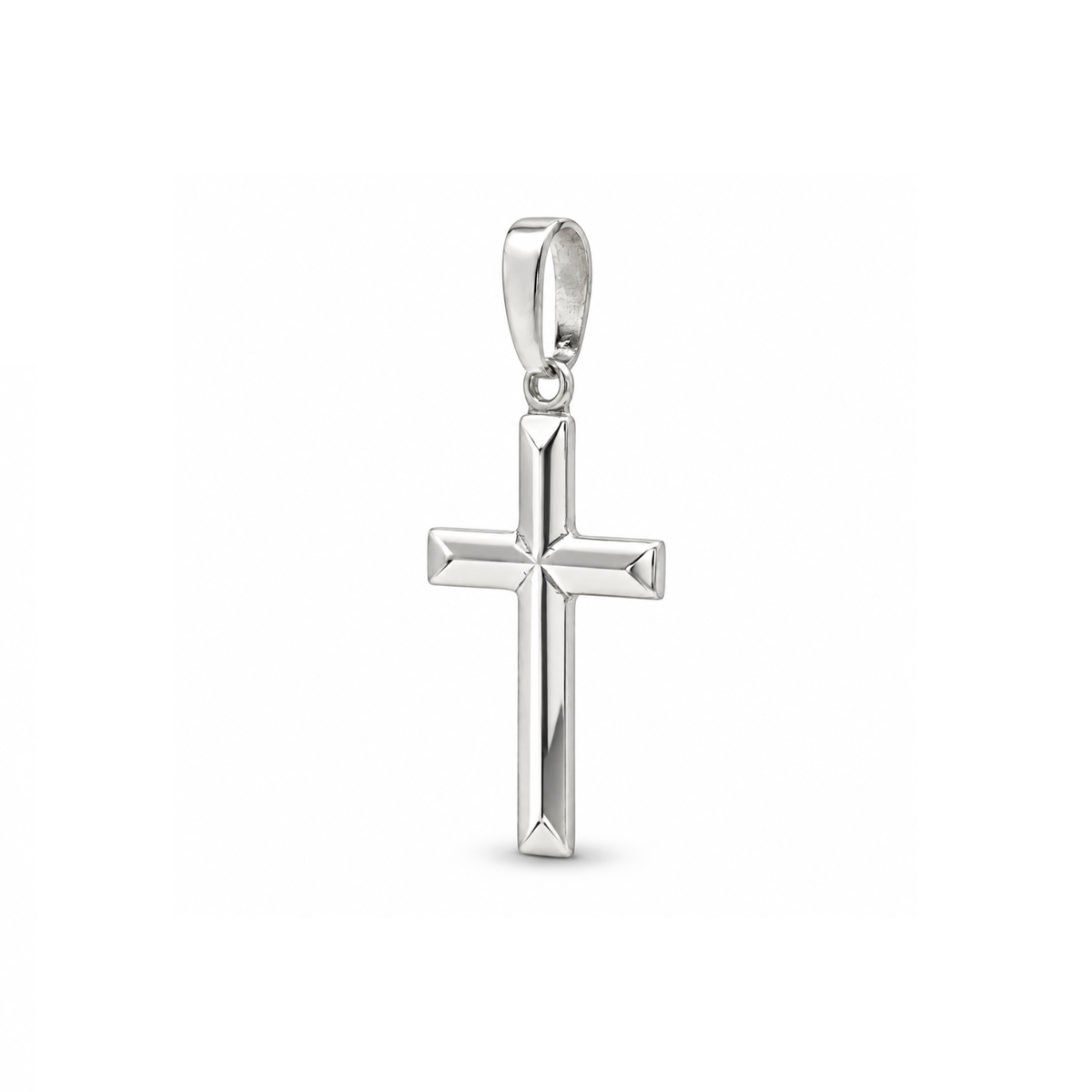 Bevelled Silver Cross Pendant