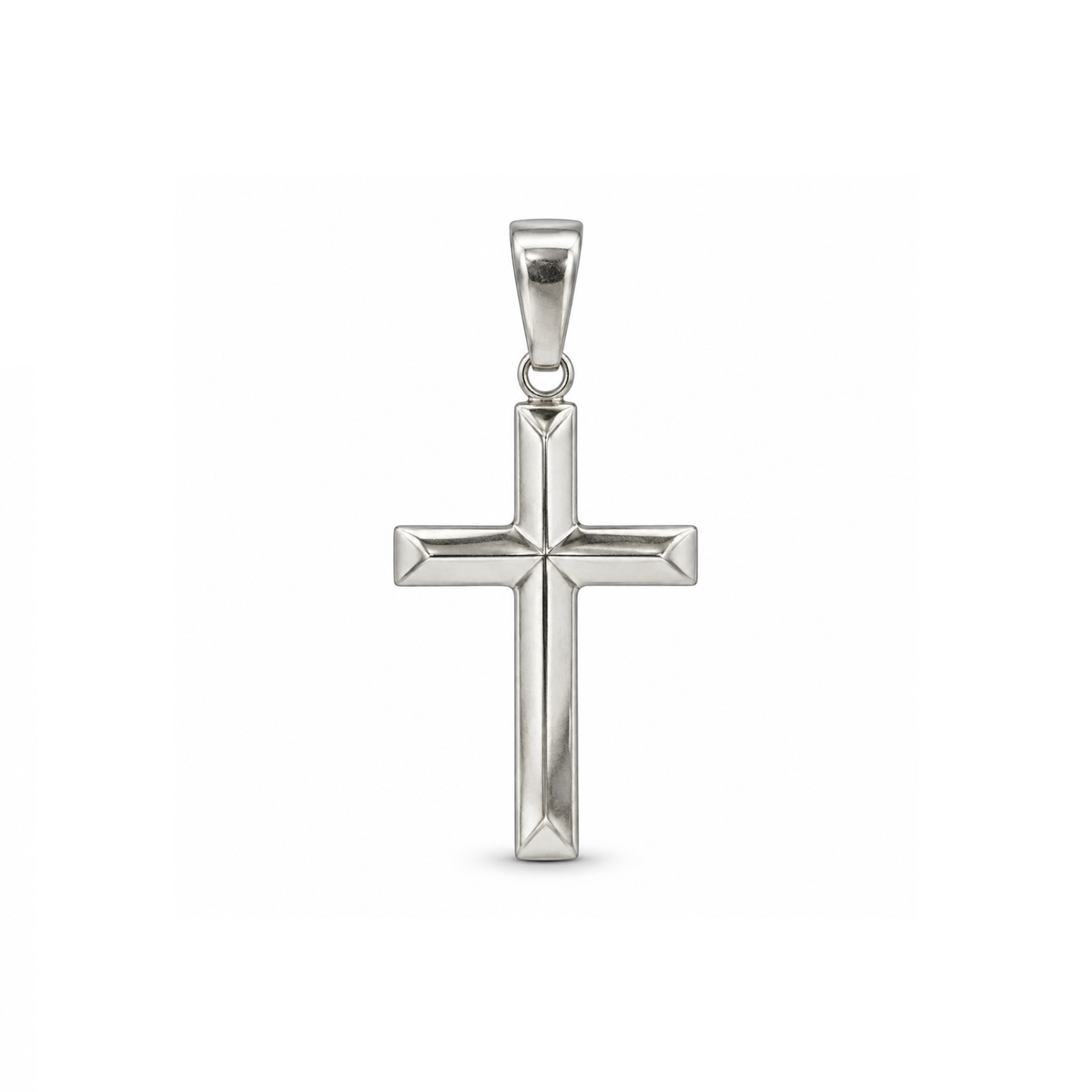 Bevelled Silver Cross Pendant