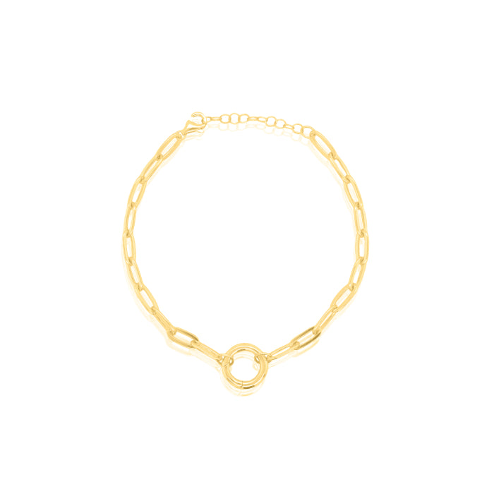 Round Enhancer & Paperclip Link Bracelet