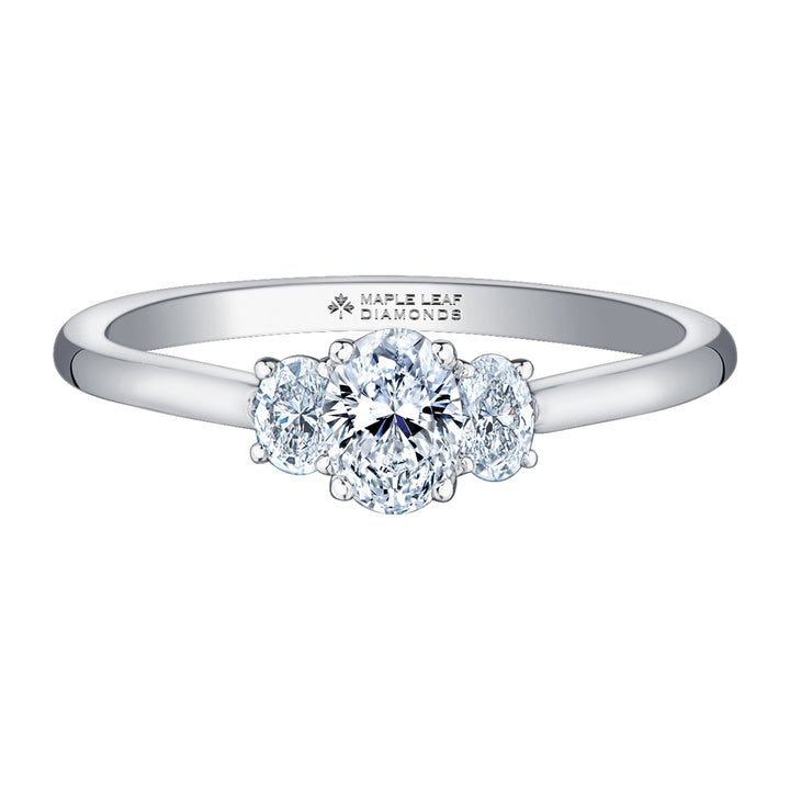 Platinum 3 Stone Engagement Ring, 0.30 CT Center