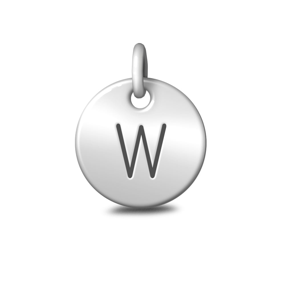 Silver Letter 'W' Disc Pendant