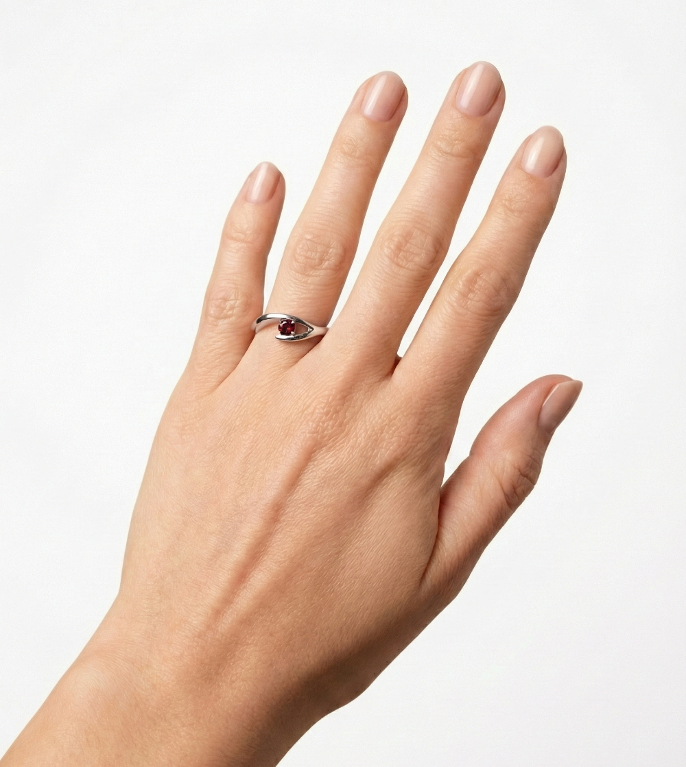 Round Garnet Ring