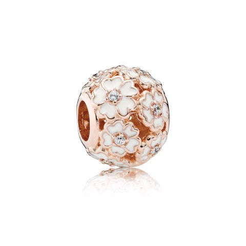 PANDORA Rose Charm; White Prim