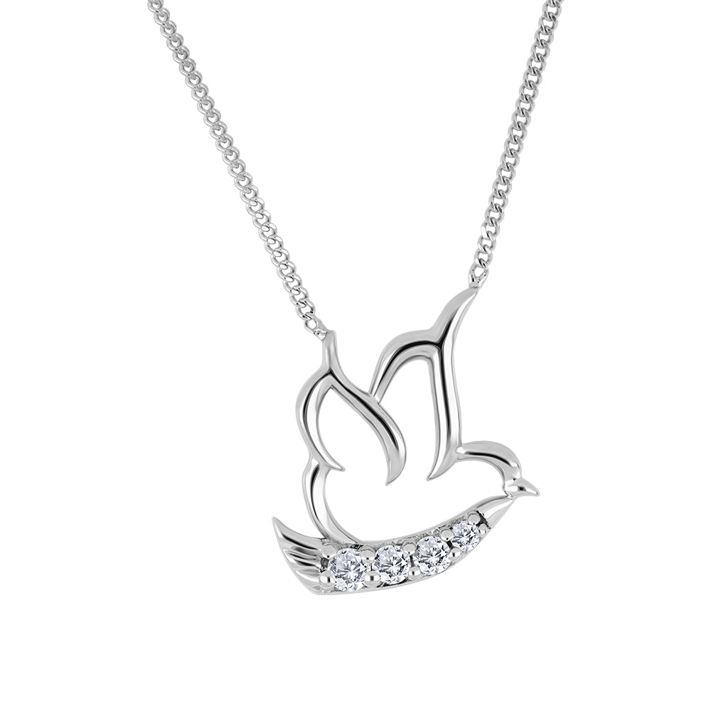 10 Karat 0.02TDW Diamond Dove Necklace, 18"