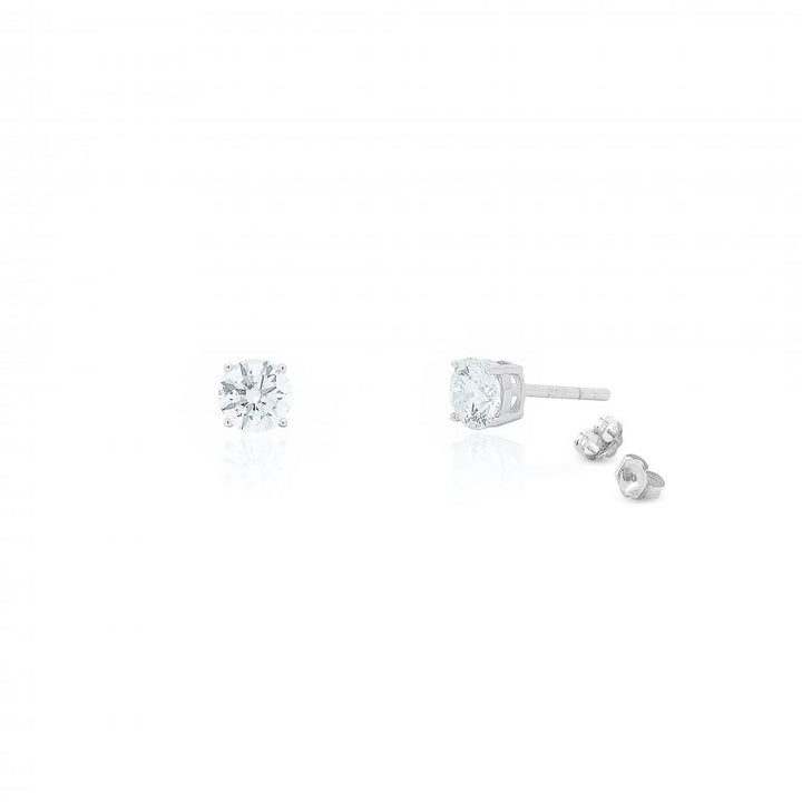 Sterling Silver Stud Lab Grown Diamond Earrings, 1.00 CT Center