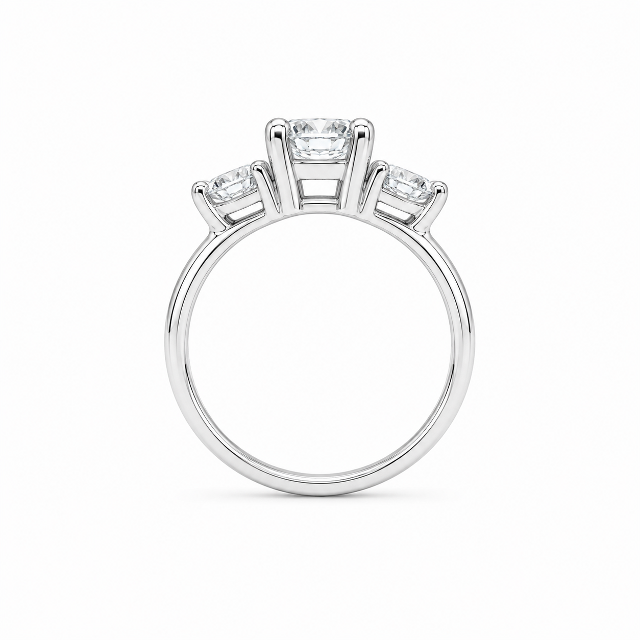 Sterling Silver Round Cubic Zirconia Three-Stone Ring
