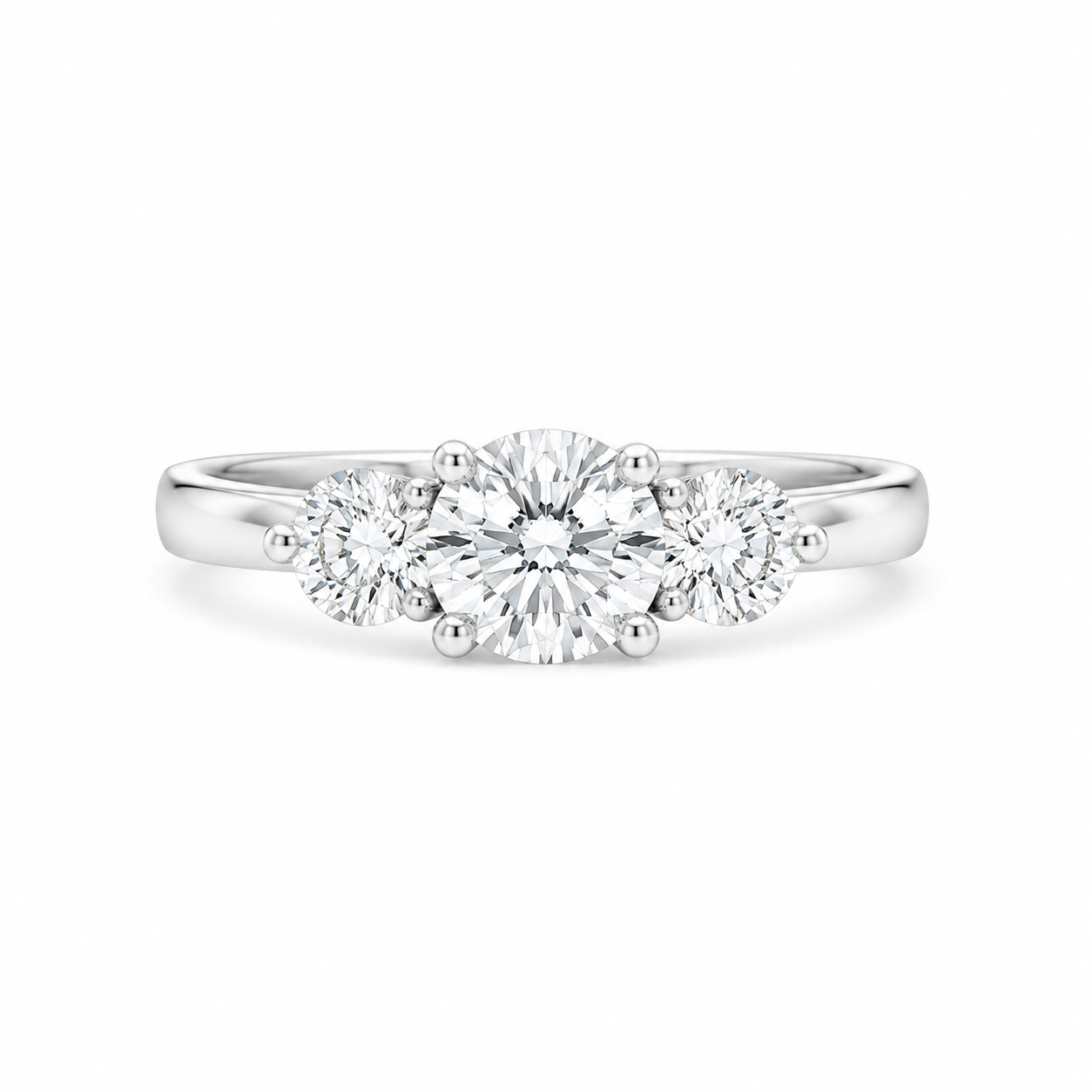 Sterling Silver Round Cubic Zirconia Three-Stone Ring