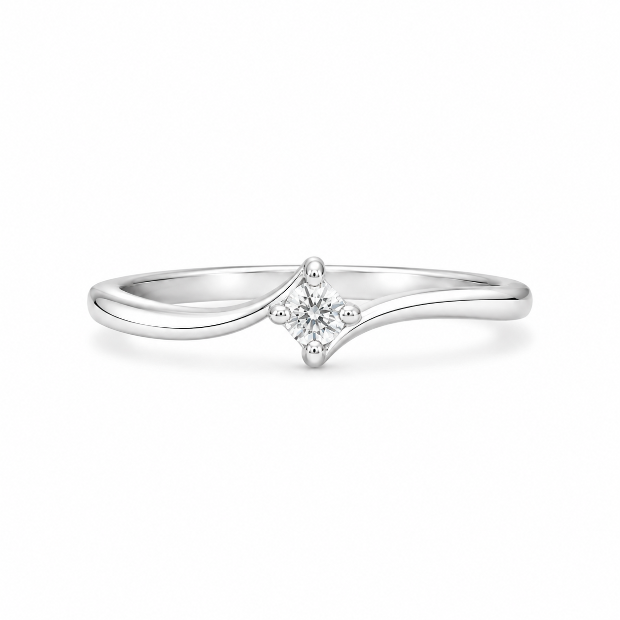 Sterling Silver 2.5mm Lab-Grown Diamond Curved Ring